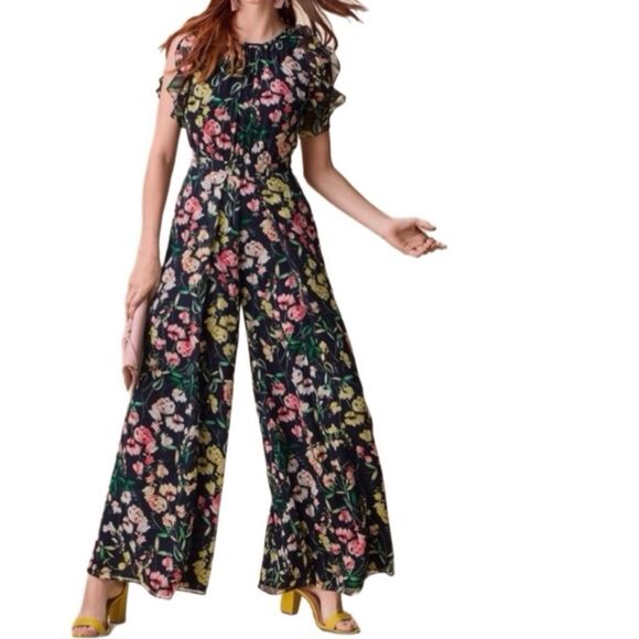 NWT Tommy Hilfiger Printed Ruffled Wide Leg Jumpsuit.  Size 8 - Picture 1 of 11
